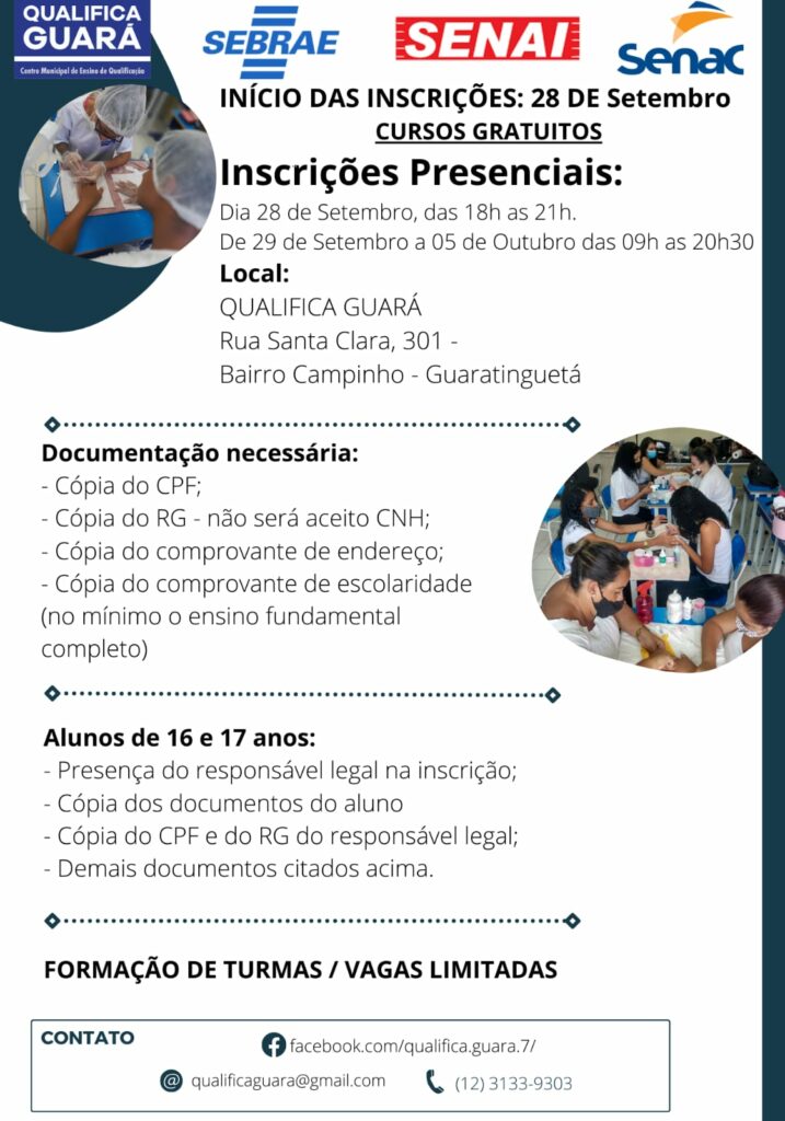 Inscrições abertas para os cursos do Qualifica Guará Jornal de